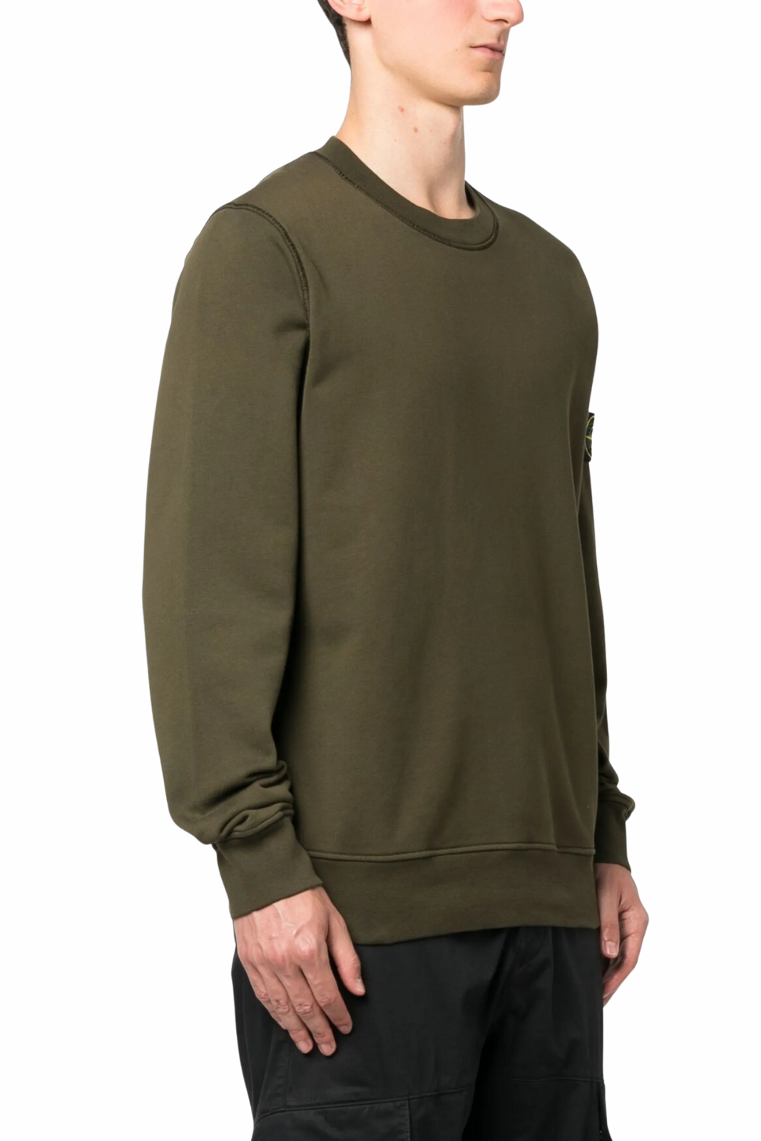 Stone Island Compass-patch cotton sweatshirt Khaki