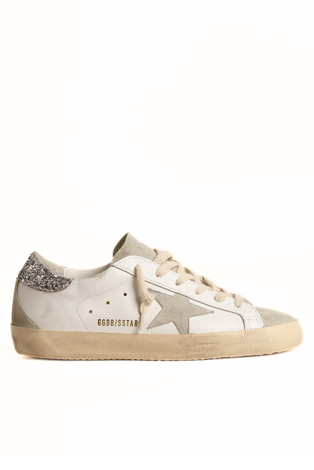 Golden Goose Super-Star Women's with grey star and silver glitter heel tab