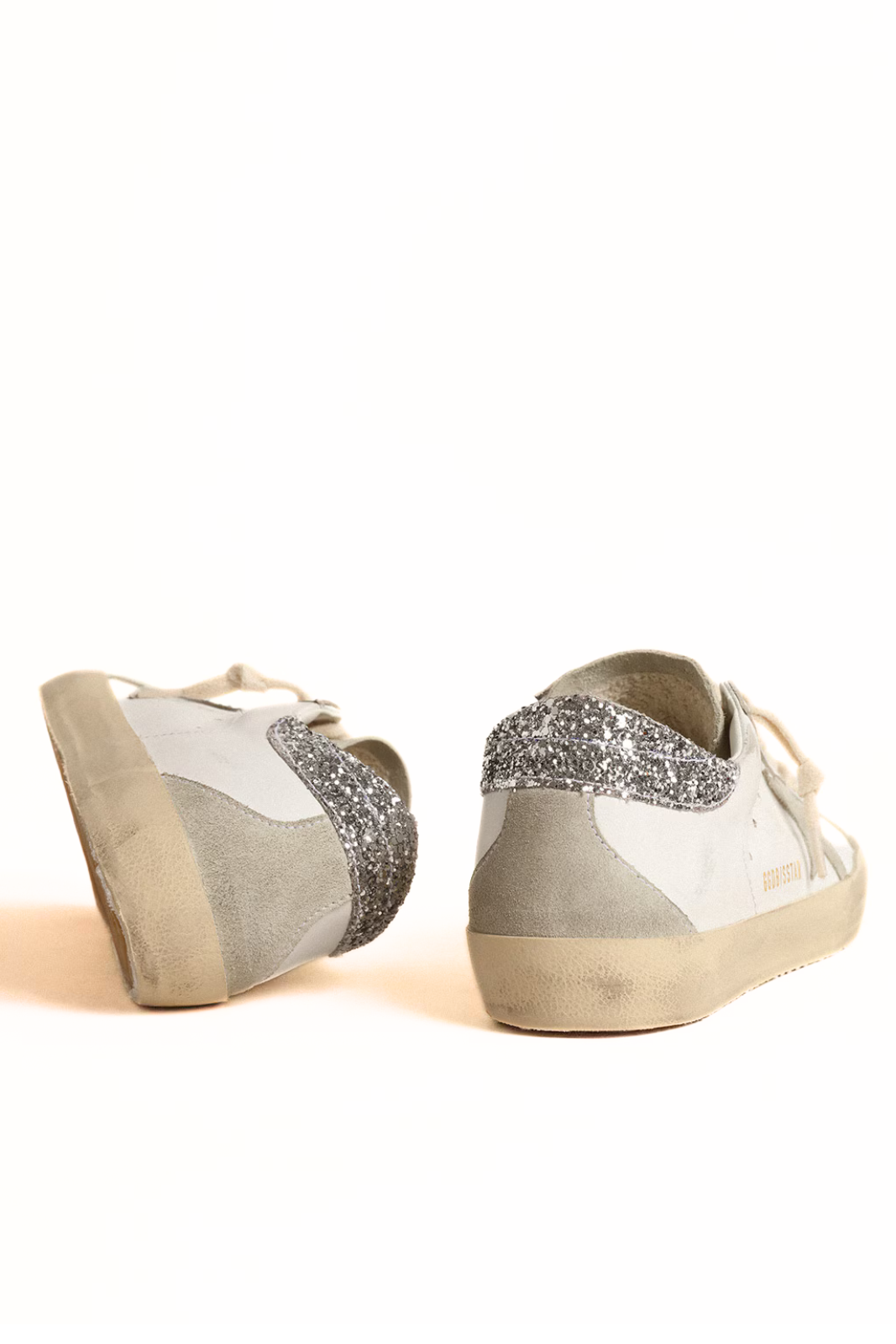 Golden Goose Super-Star Women's with grey star and silver glitter heel tab