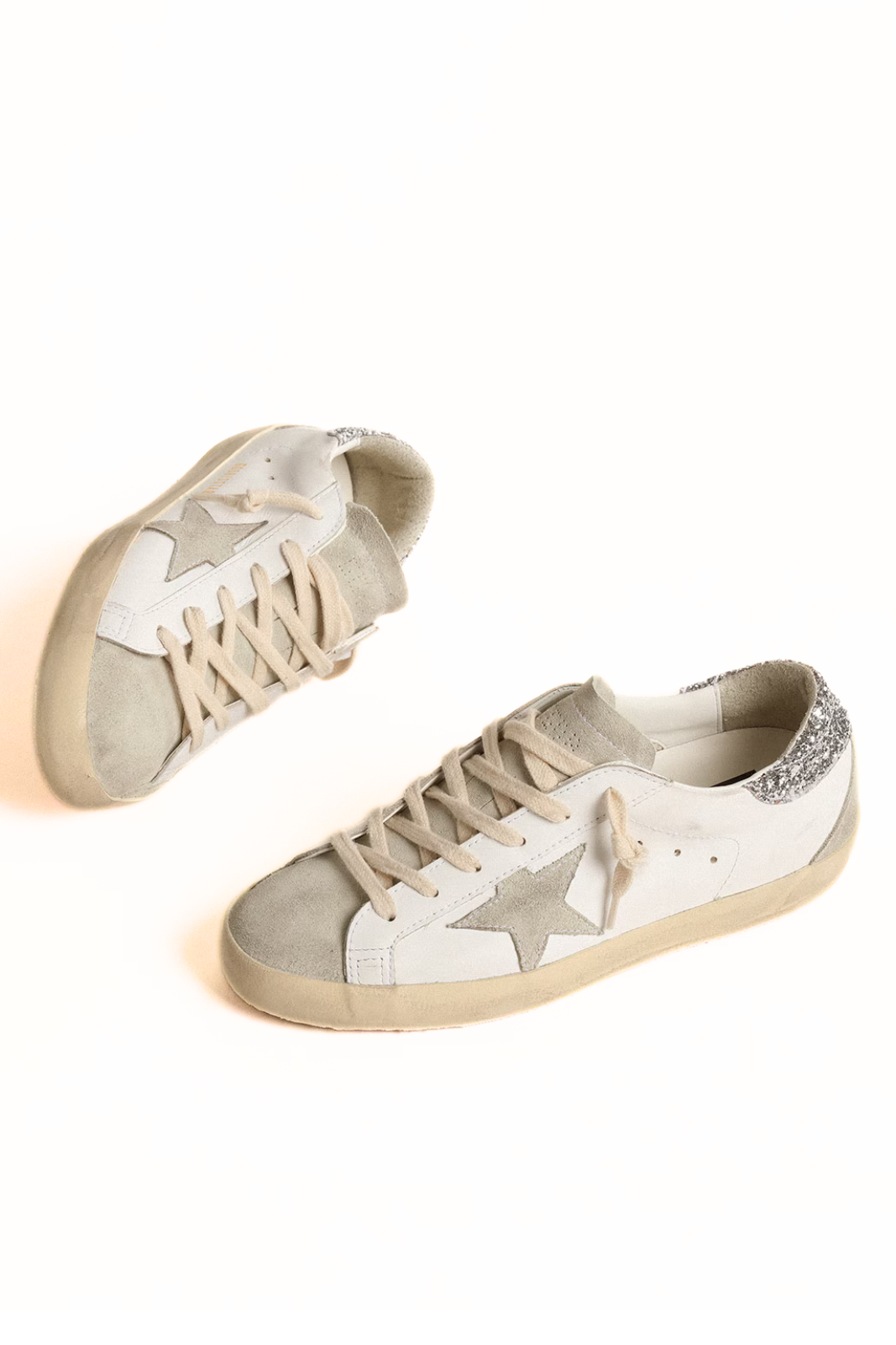 Golden Goose Super-Star Women's with grey star and silver glitter heel tab