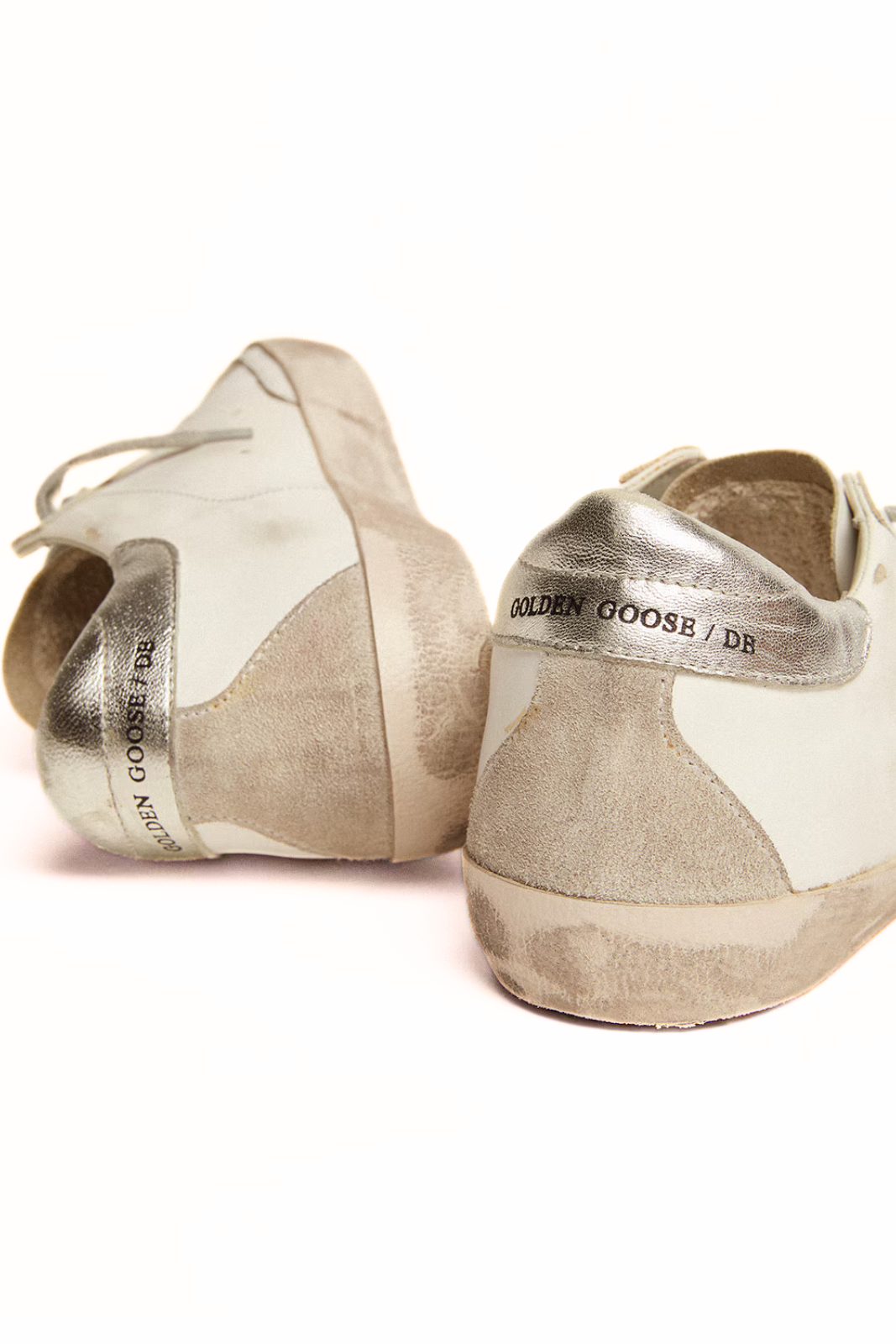 Golden Goose men's Super-Star with silver heel tab and metal stud lettering