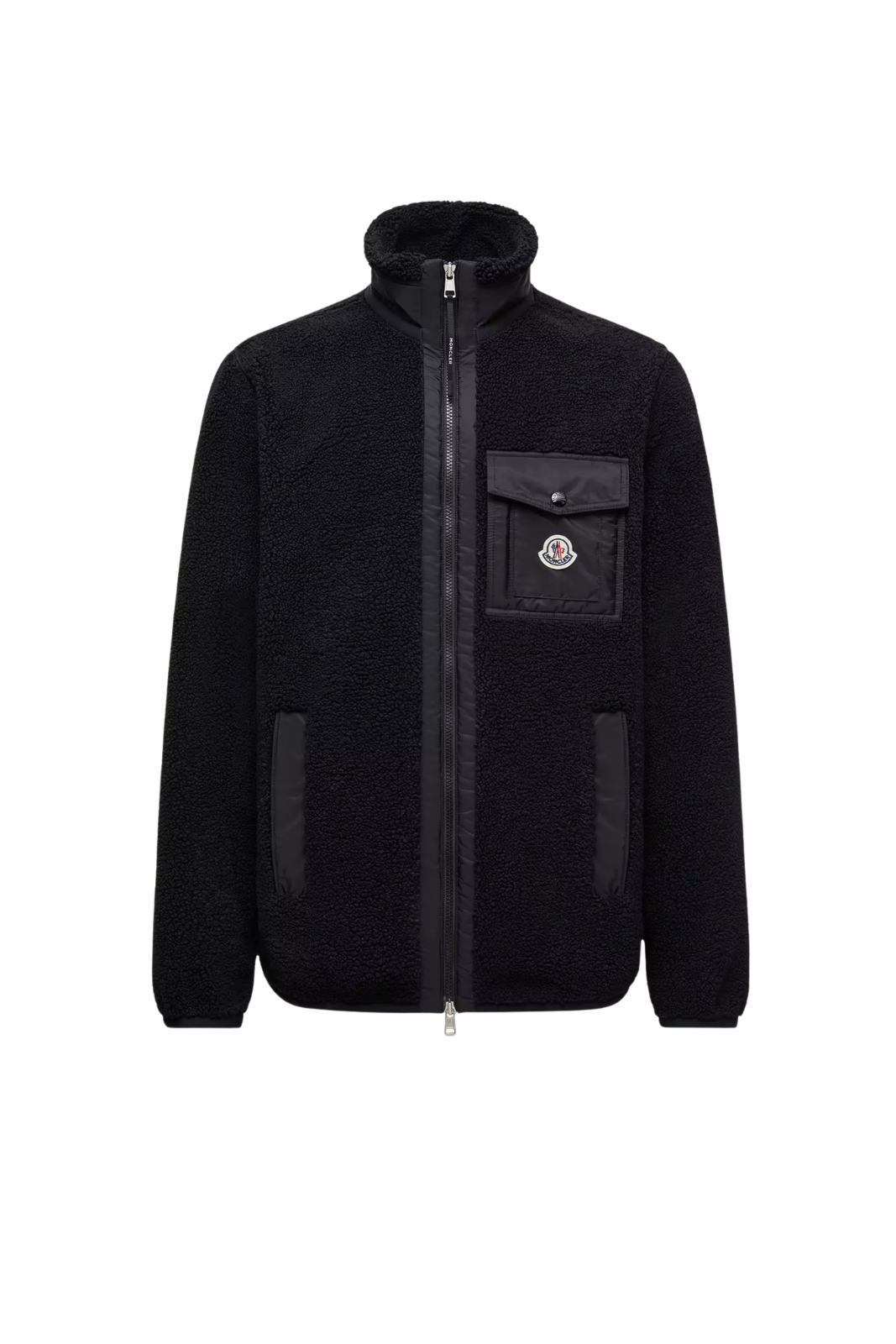 Moncler Teddy Zip-Up Sweatshirt with Pocket Black