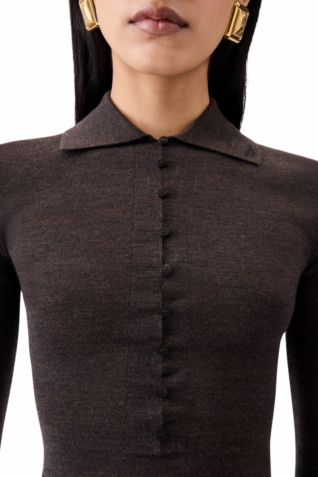 Jacquemus The Merino long-sleeve polo Brown shirt