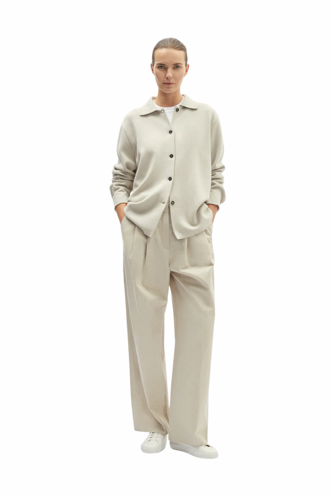 Rtknit The Merino Wool Polo Unisex Overshirt Beige