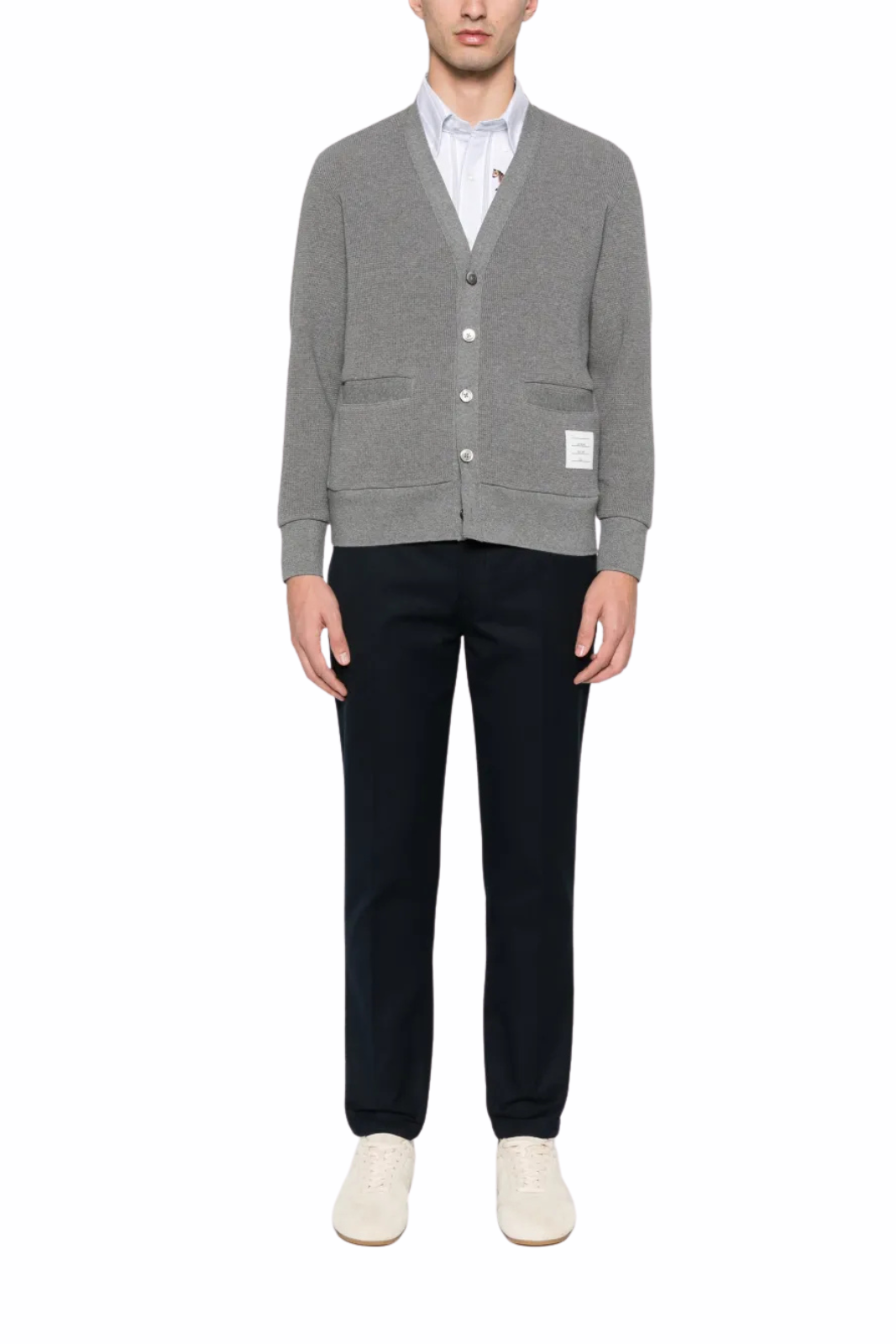 Thom Browne 4-bar intarsia Grey cardigan