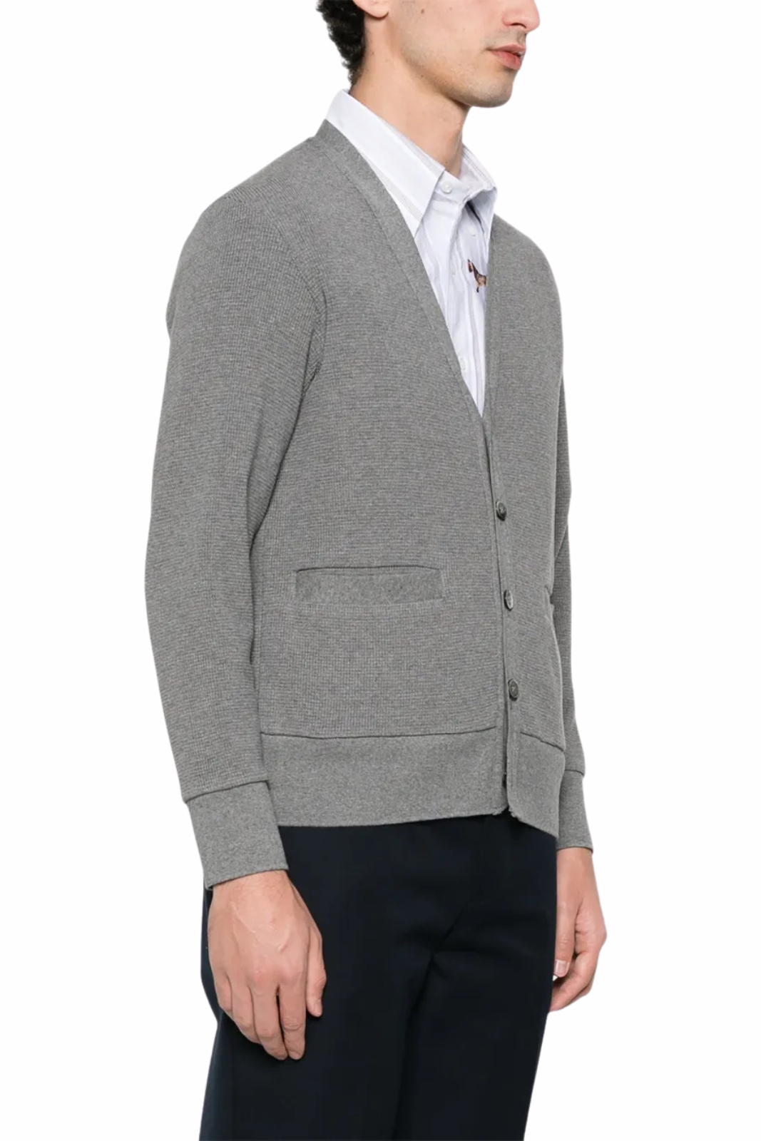 Thom Browne 4-bar intarsia Grey cardigan