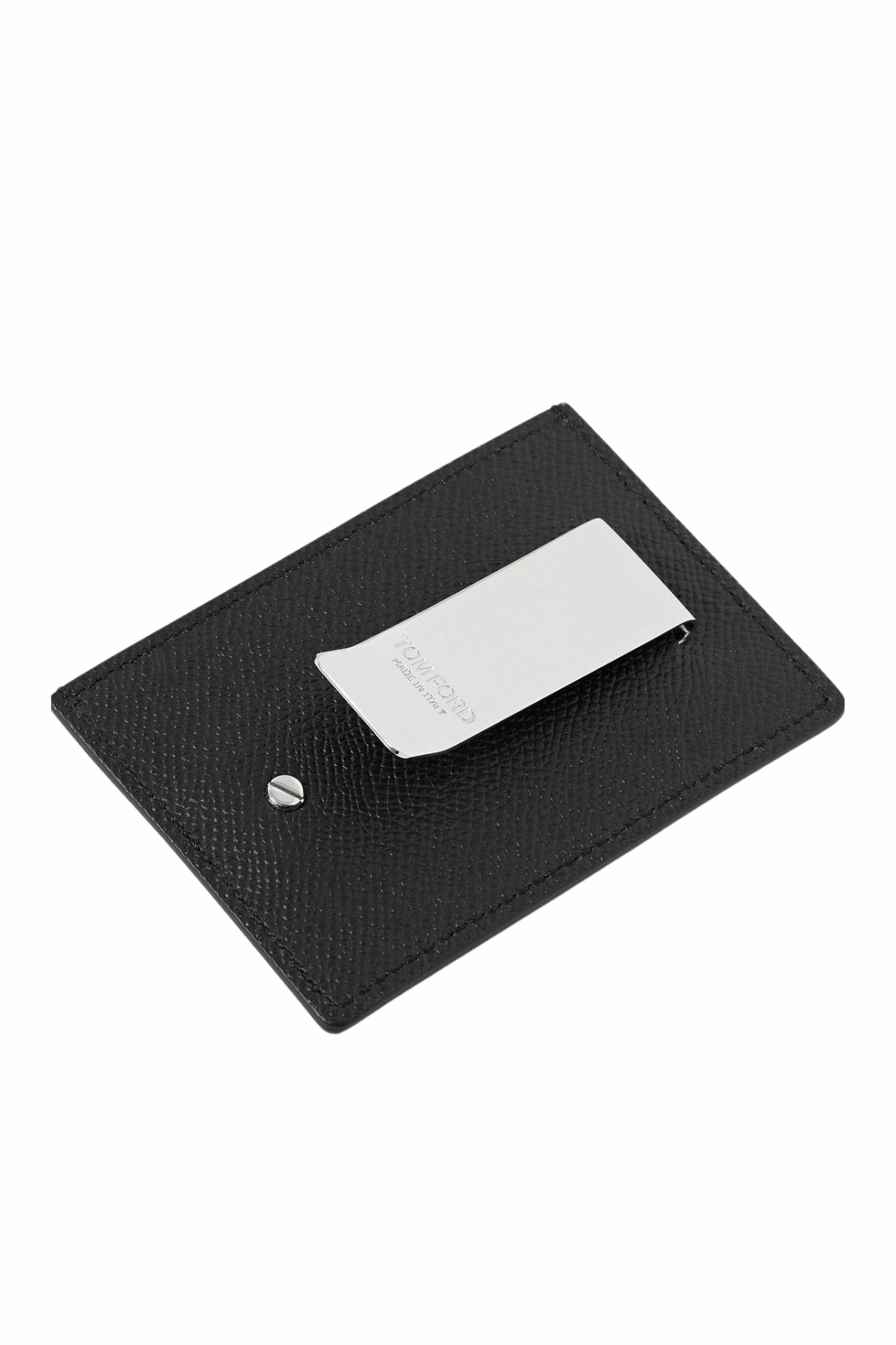 Tom Ford Full-Grain Leather Cardholder with Money Clip Black