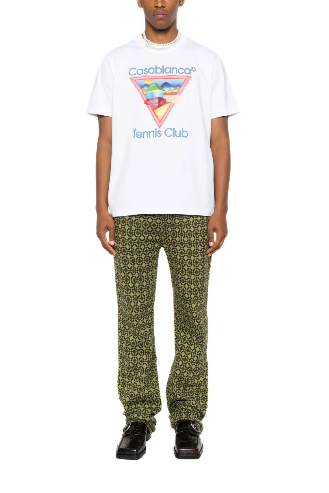 Casablanca White Cotton Tennis Club Icon T- Shirt for men