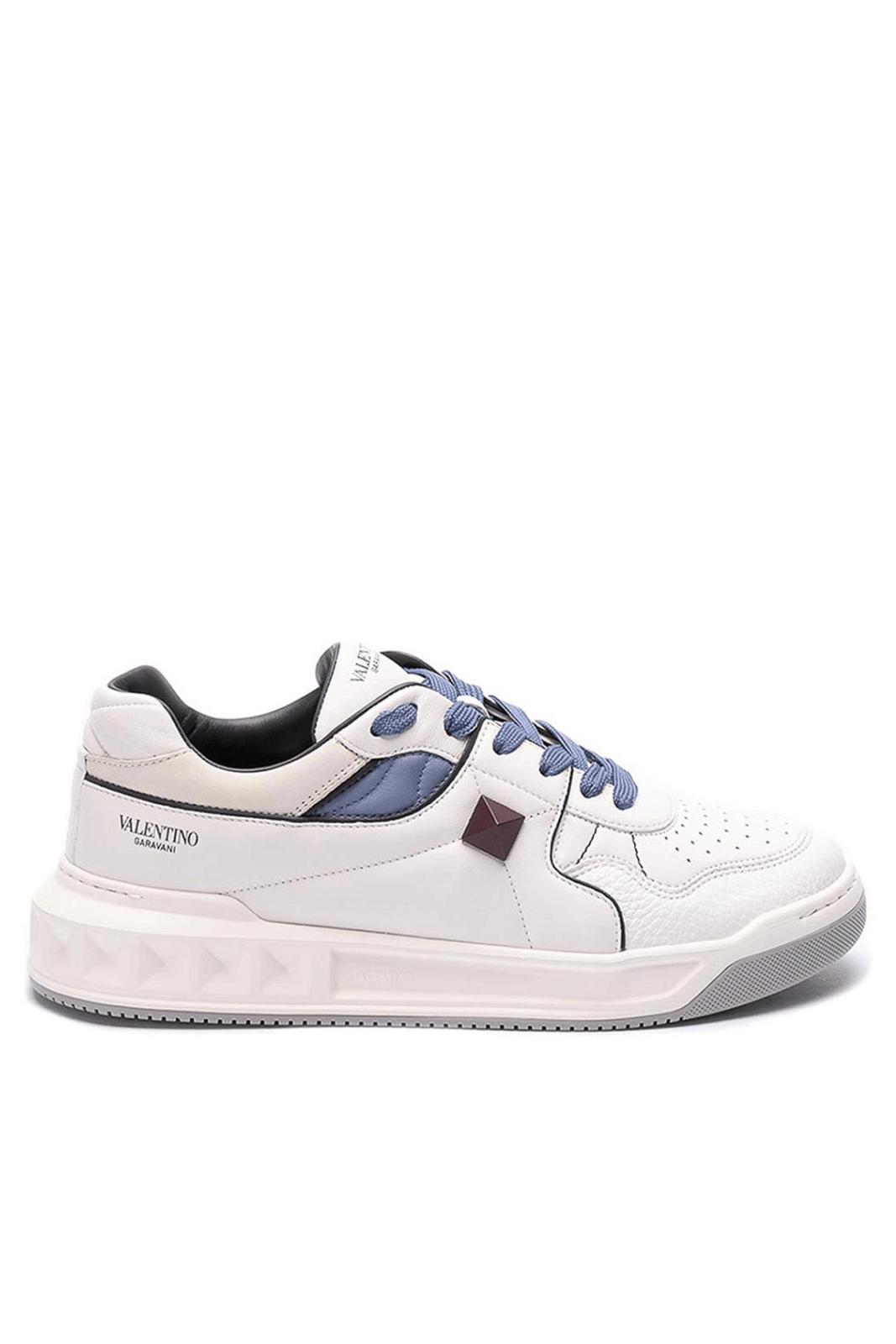 Valentino Garavani One Stud White Blue Man Sneakers