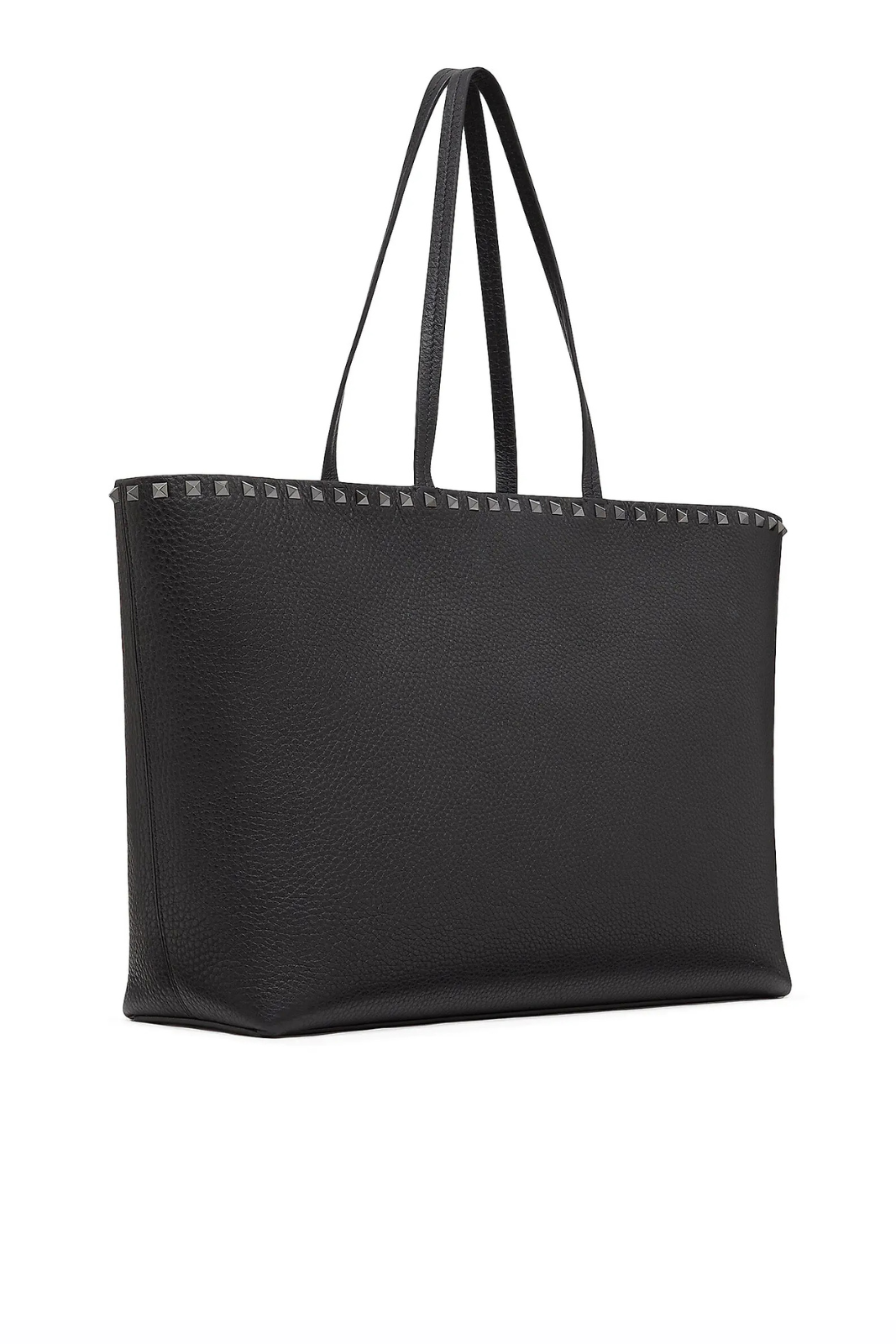 Valentino Garavani Rockstud Grainy Calfskin Tote Bag Black