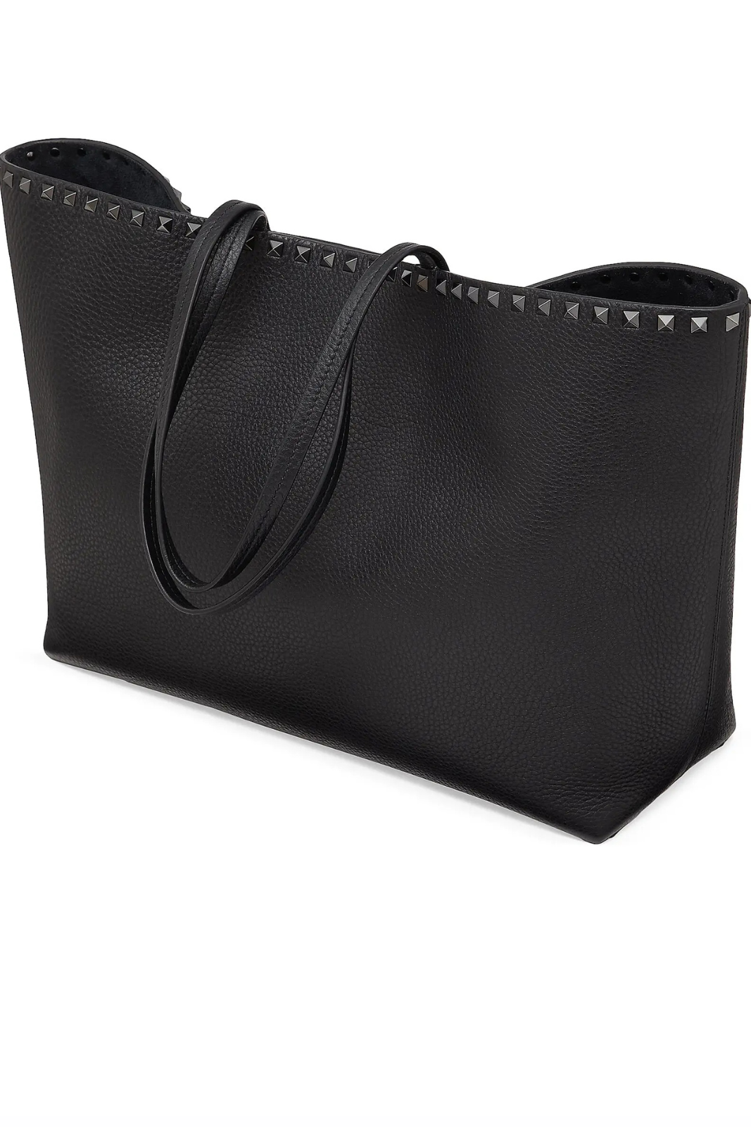 Valentino Garavani Rockstud Grainy Calfskin Tote Bag Black