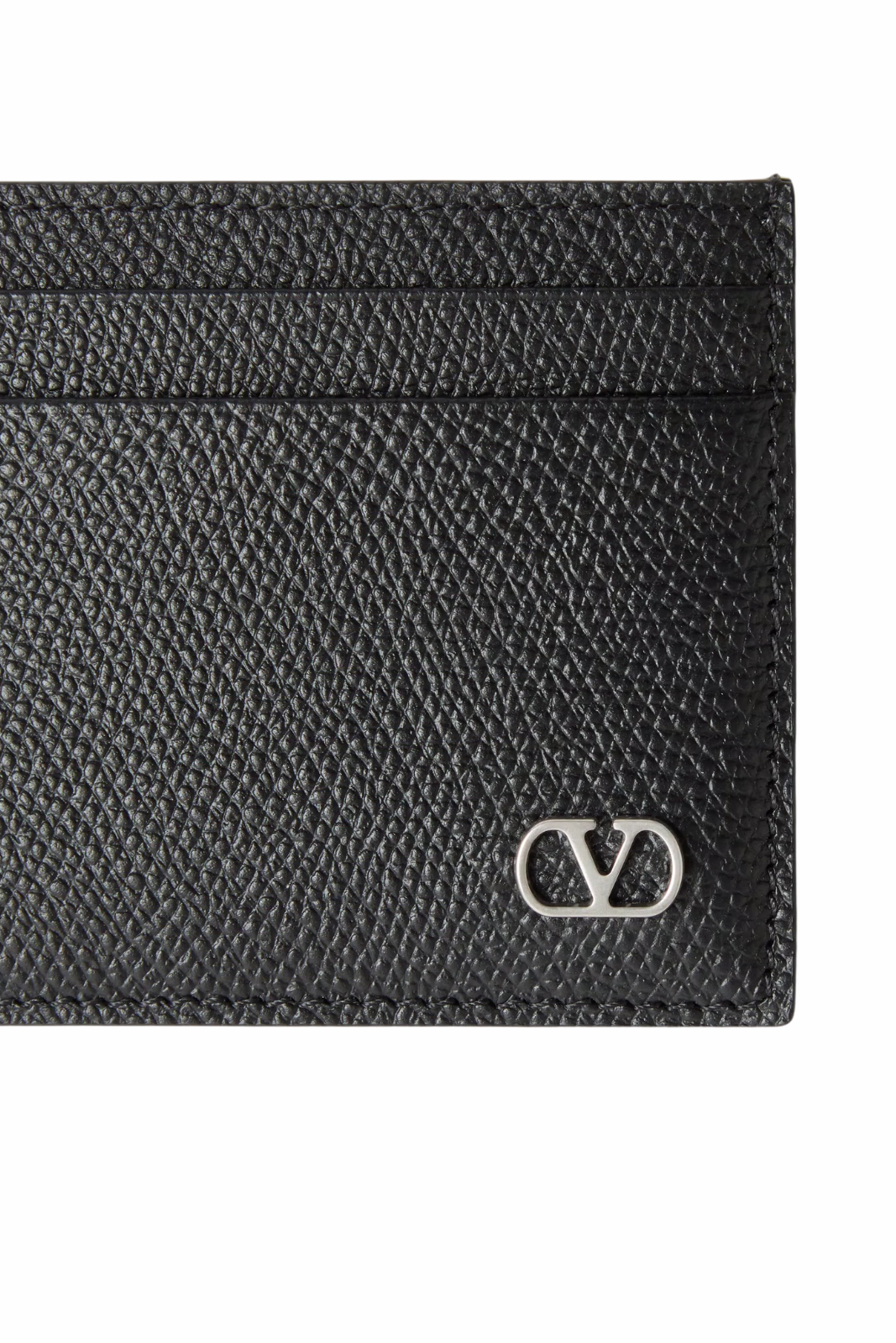 Valentino Garavani VLogo Signature Cardholder In Grainy Calfskin Black
