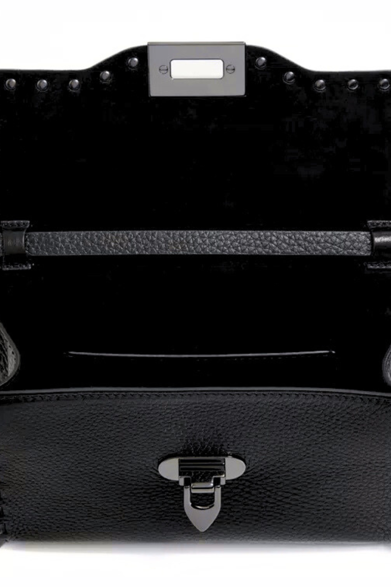Valentino Garavani Small Rockstud Grainy Calfskin Crossbody Black Bag