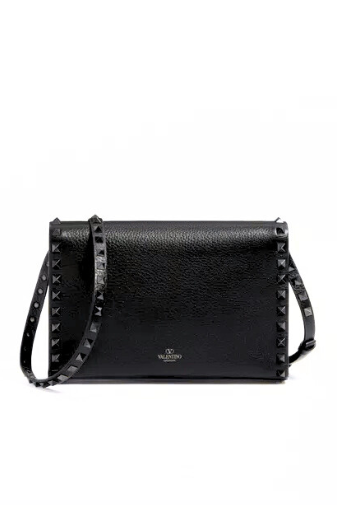 Valentino Garavani Small Rockstud Grainy Calfskin Crossbody Black Bag