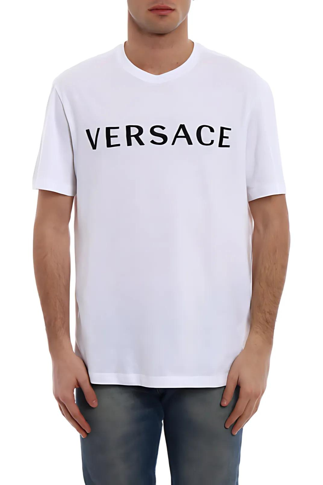 Versace Contrasting logo embroidery Tee