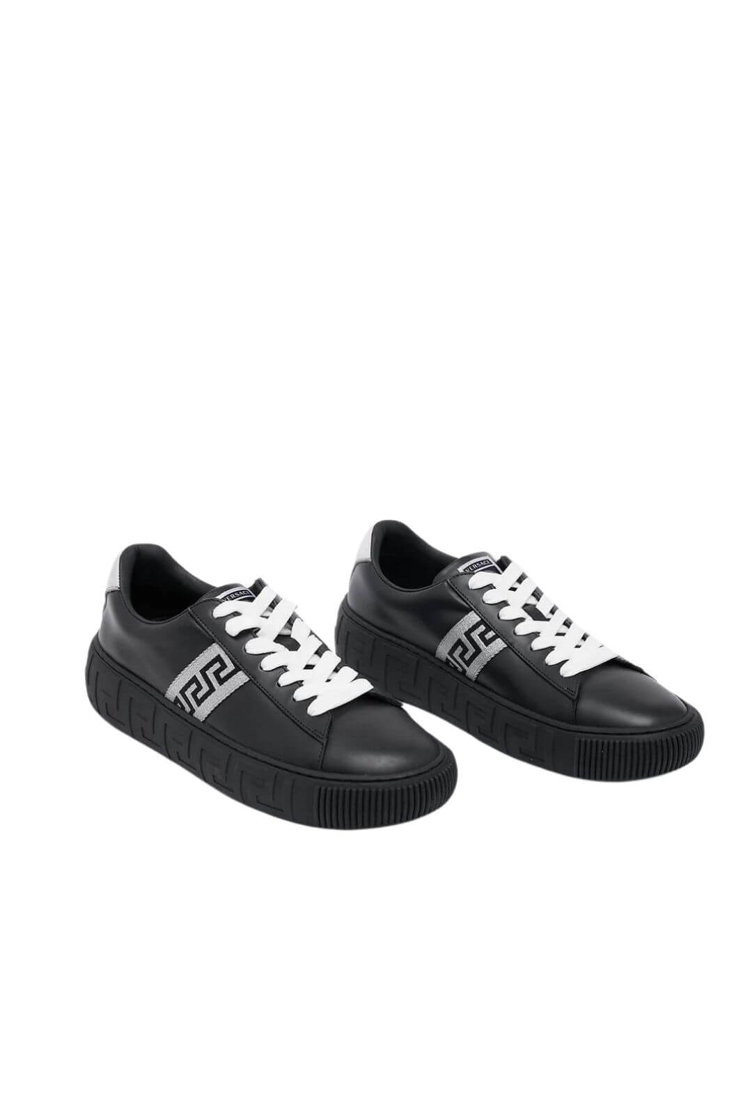 Versace Greca Black Silver Man Sneakers