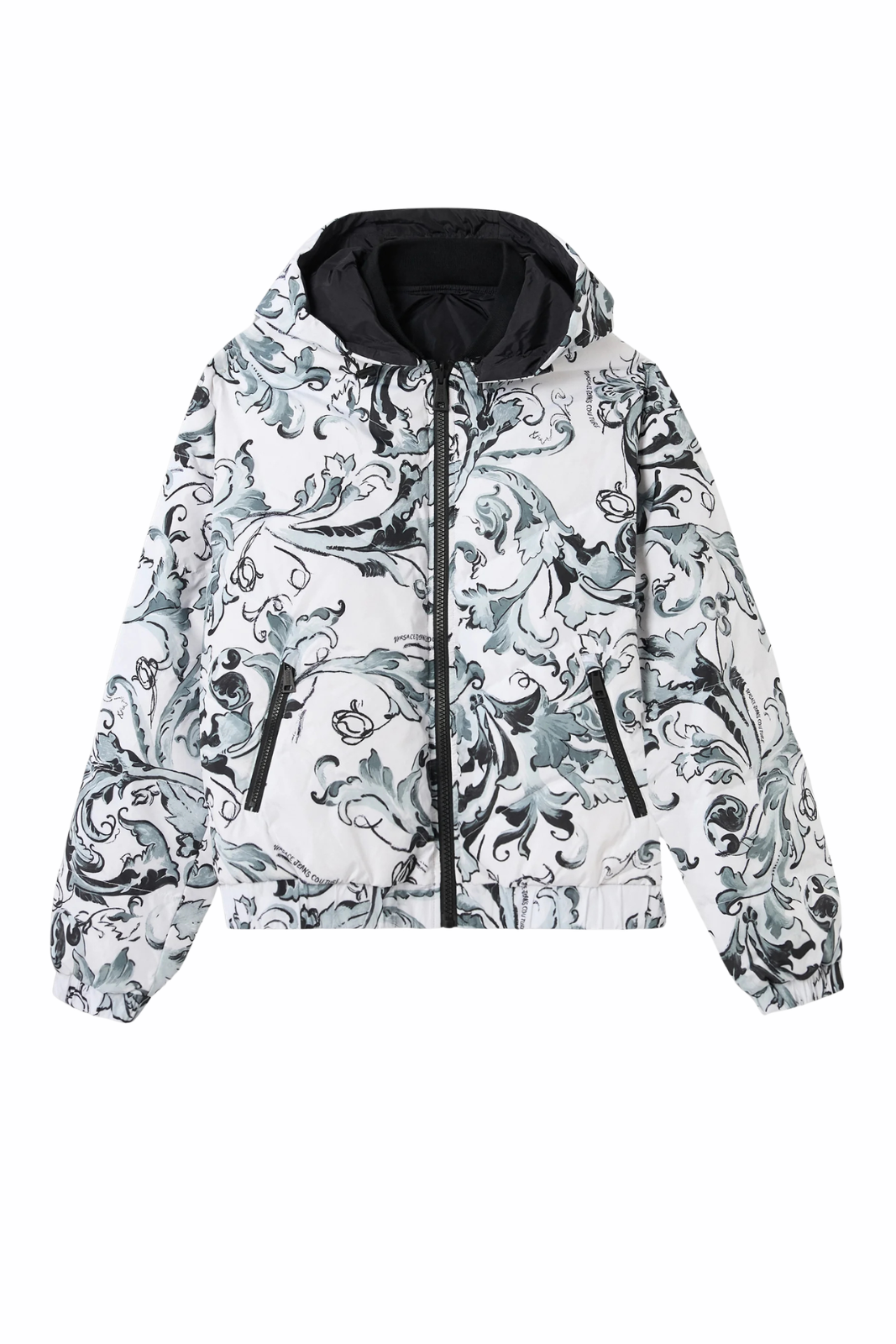 Versace Jeans Couture 50D Printed Porcelain Baroque Men's Puffer Jacket White