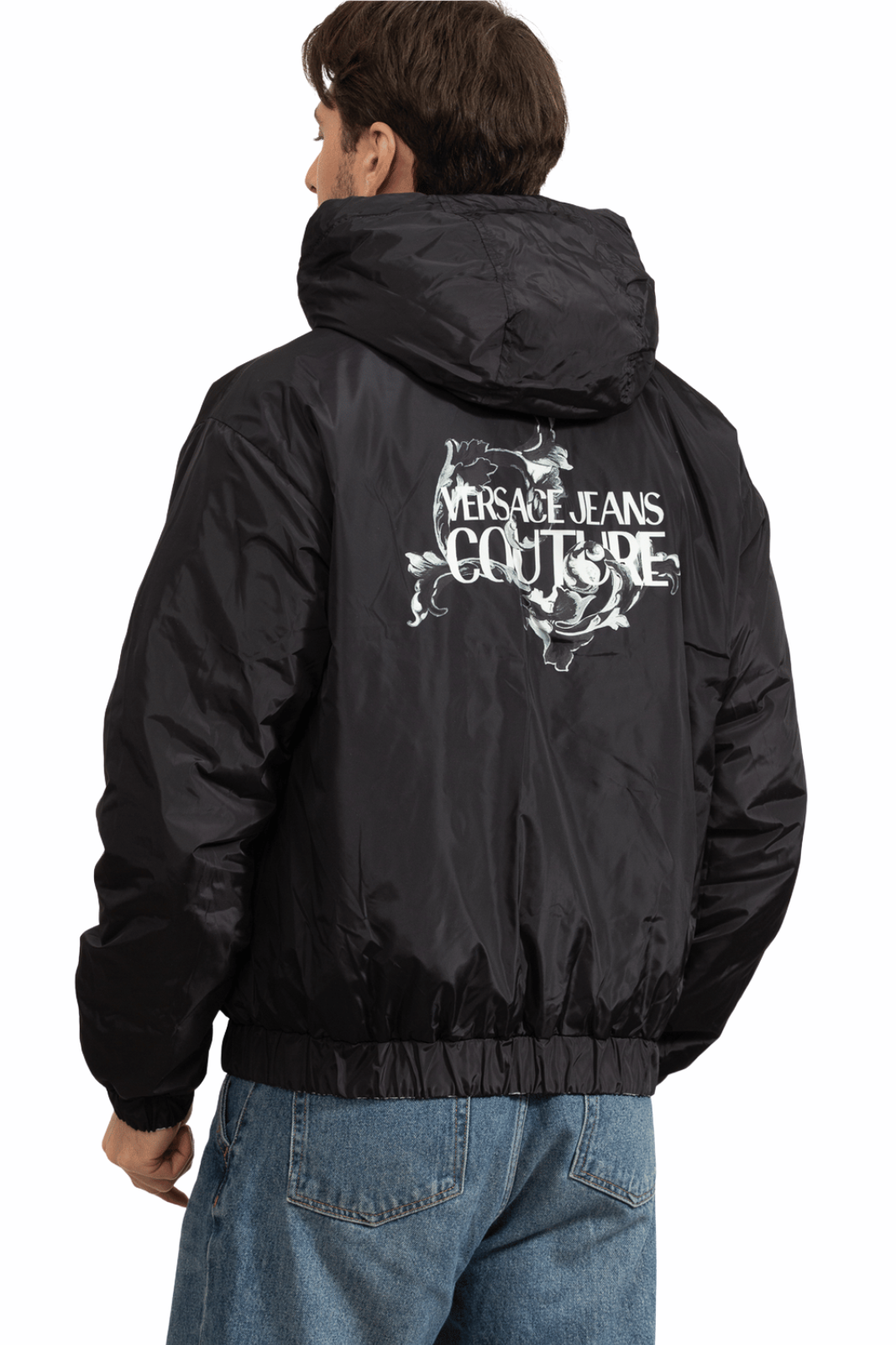 Versace Jeans Couture 50D Printed Porcelain Baroque Men's Puffer Jacket White