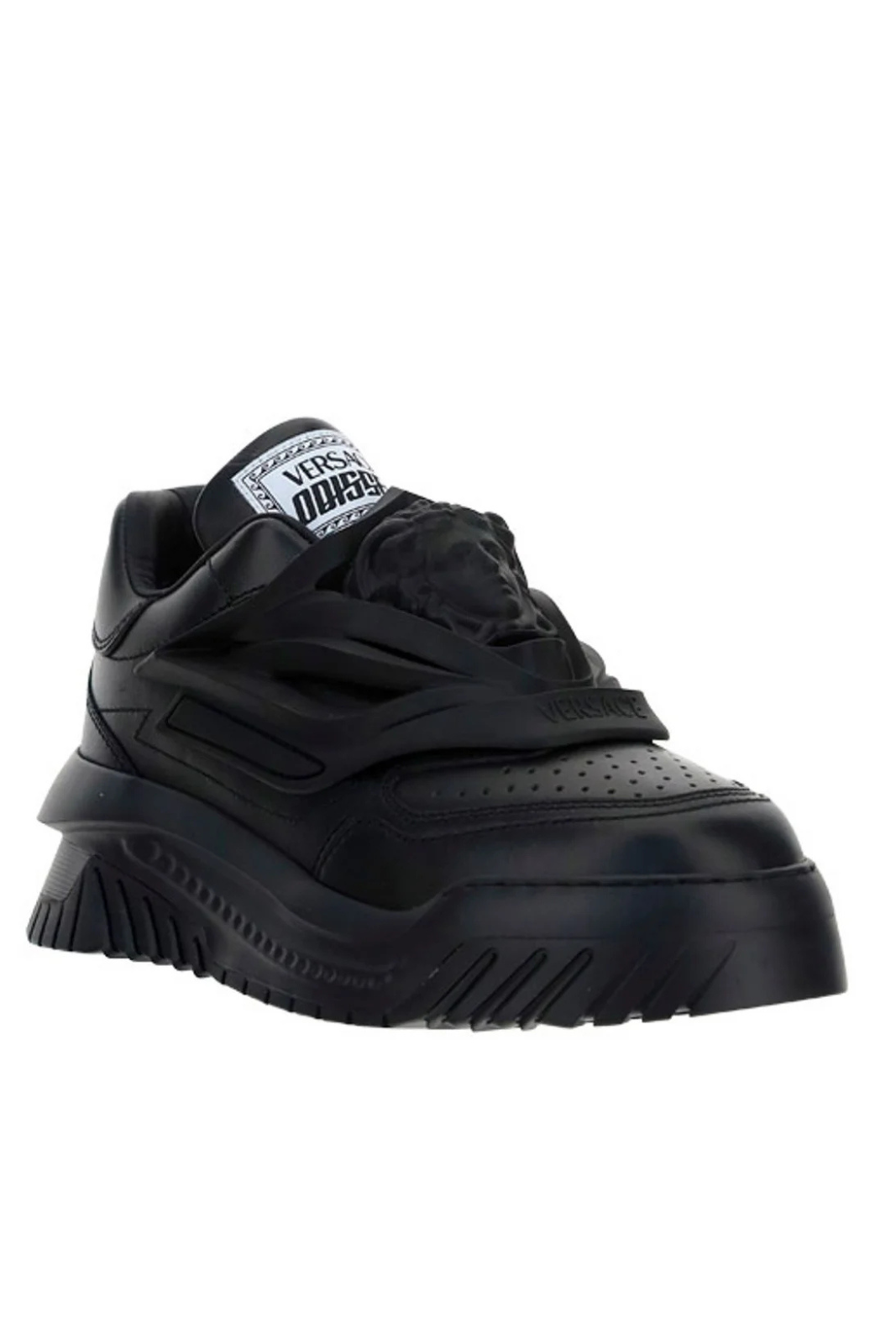 Versace Odissea Logo Patch Men Black Sneakers