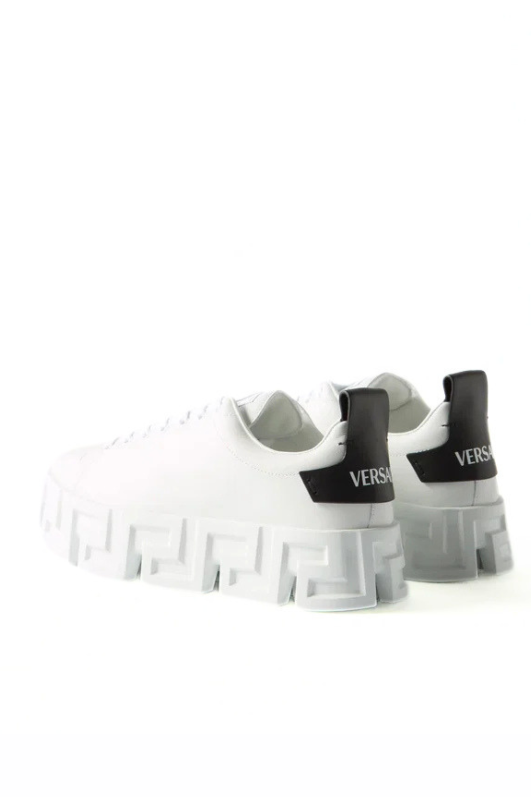 Versace Greca-Sole Leather Trainers White Grey