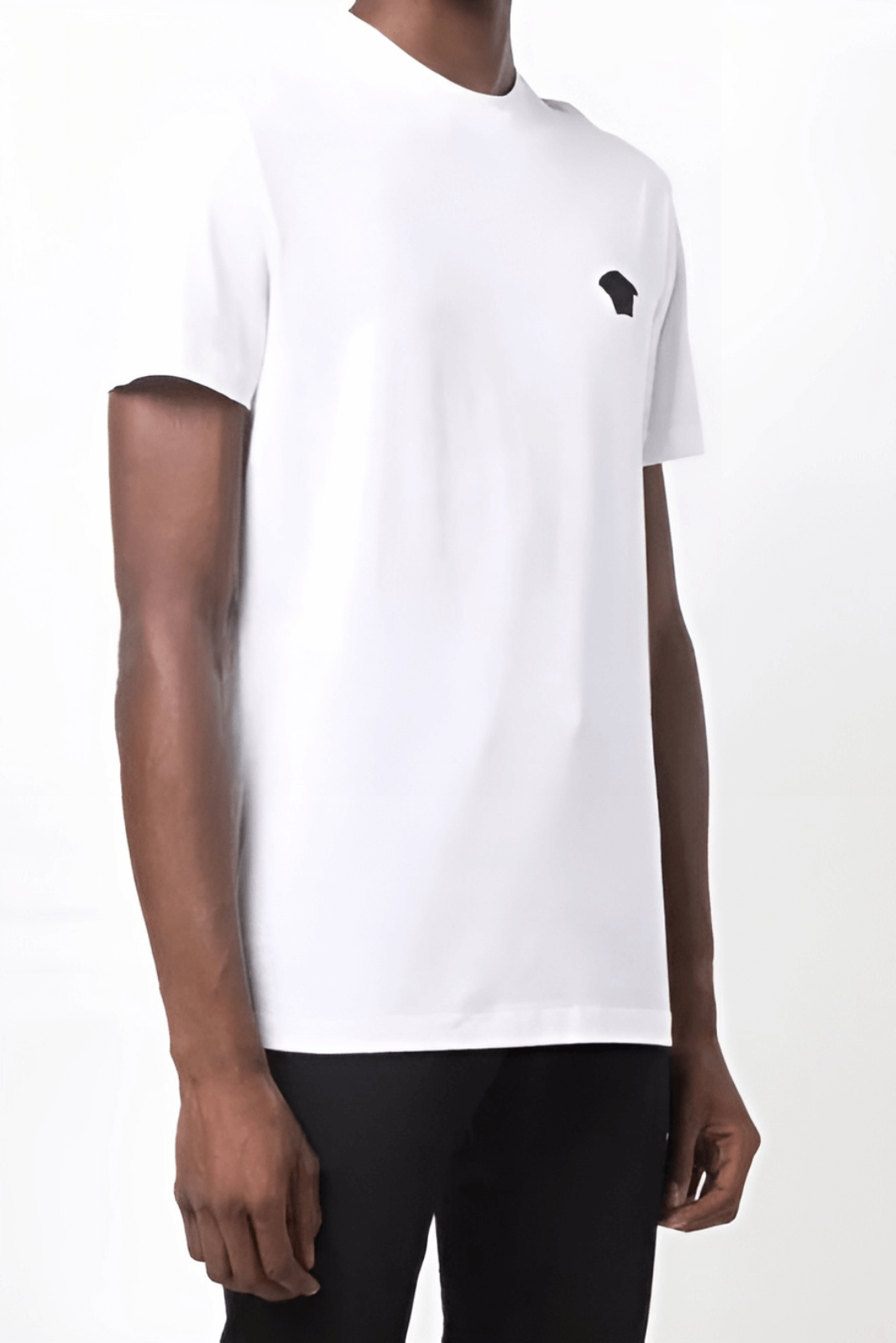 Versace White T-shirt with Black Logo Embroidered