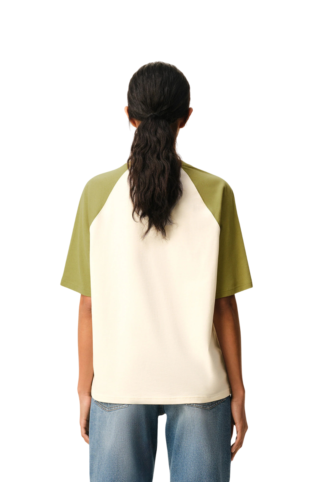 Ami Paris White And Green Cotton Ami De Coeur Knitted Patch T-shirt