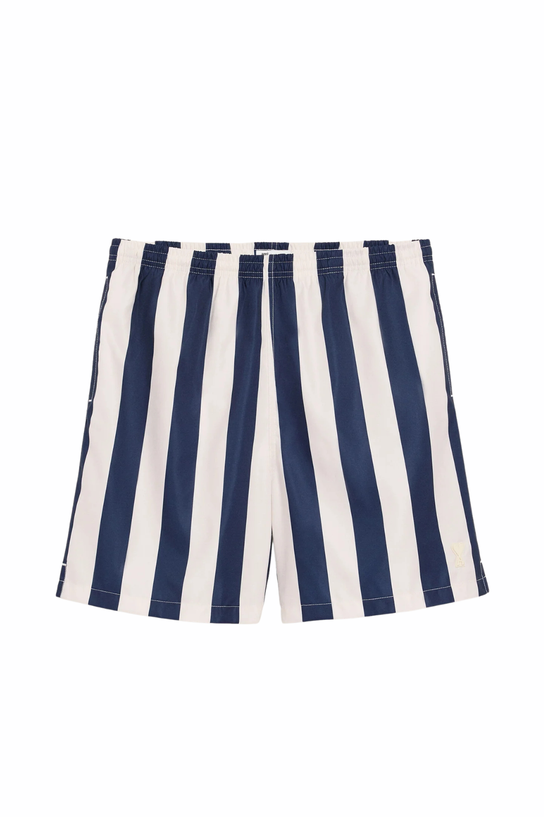 Ami Paris White And Navy Long Stripes Swimsuit