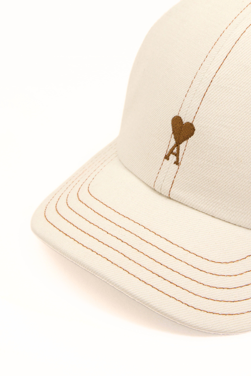 Ami Paris White cotton cap with Ami de Coeur