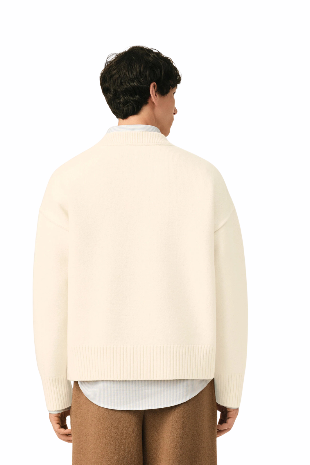 Ami Paris White Wool Ami De Coeur Crewneck Sweater