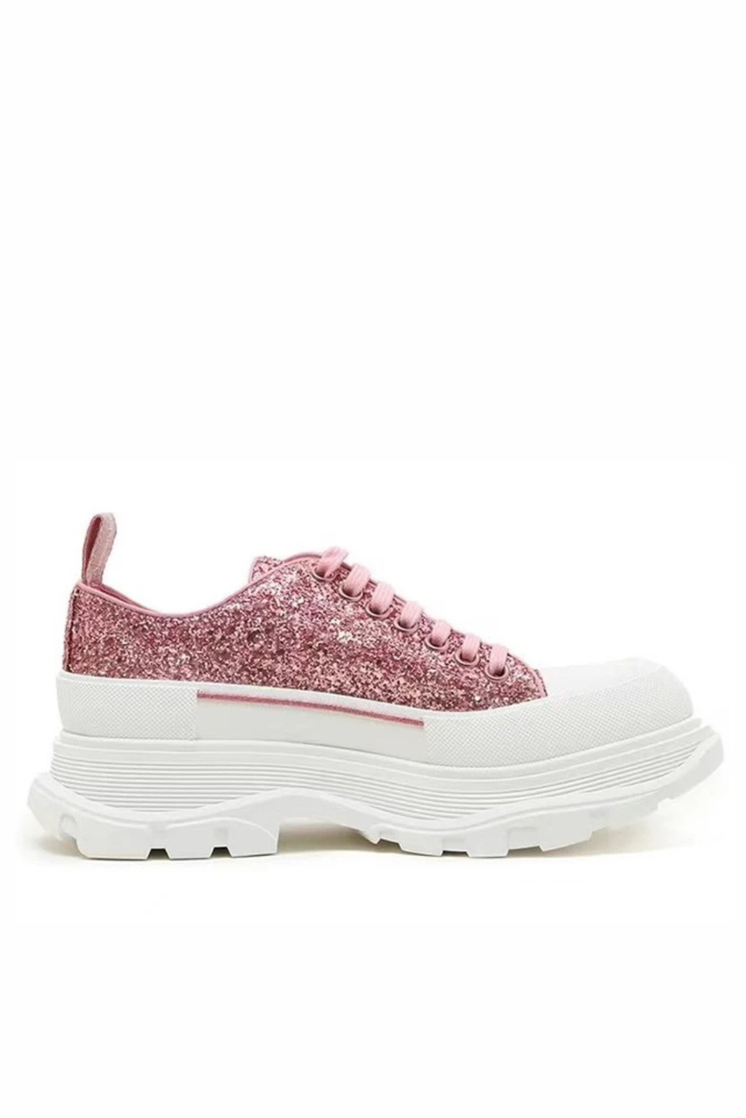 Alexander McQueen Tread Slick Low Top Woman Sneaker Pink Glitter