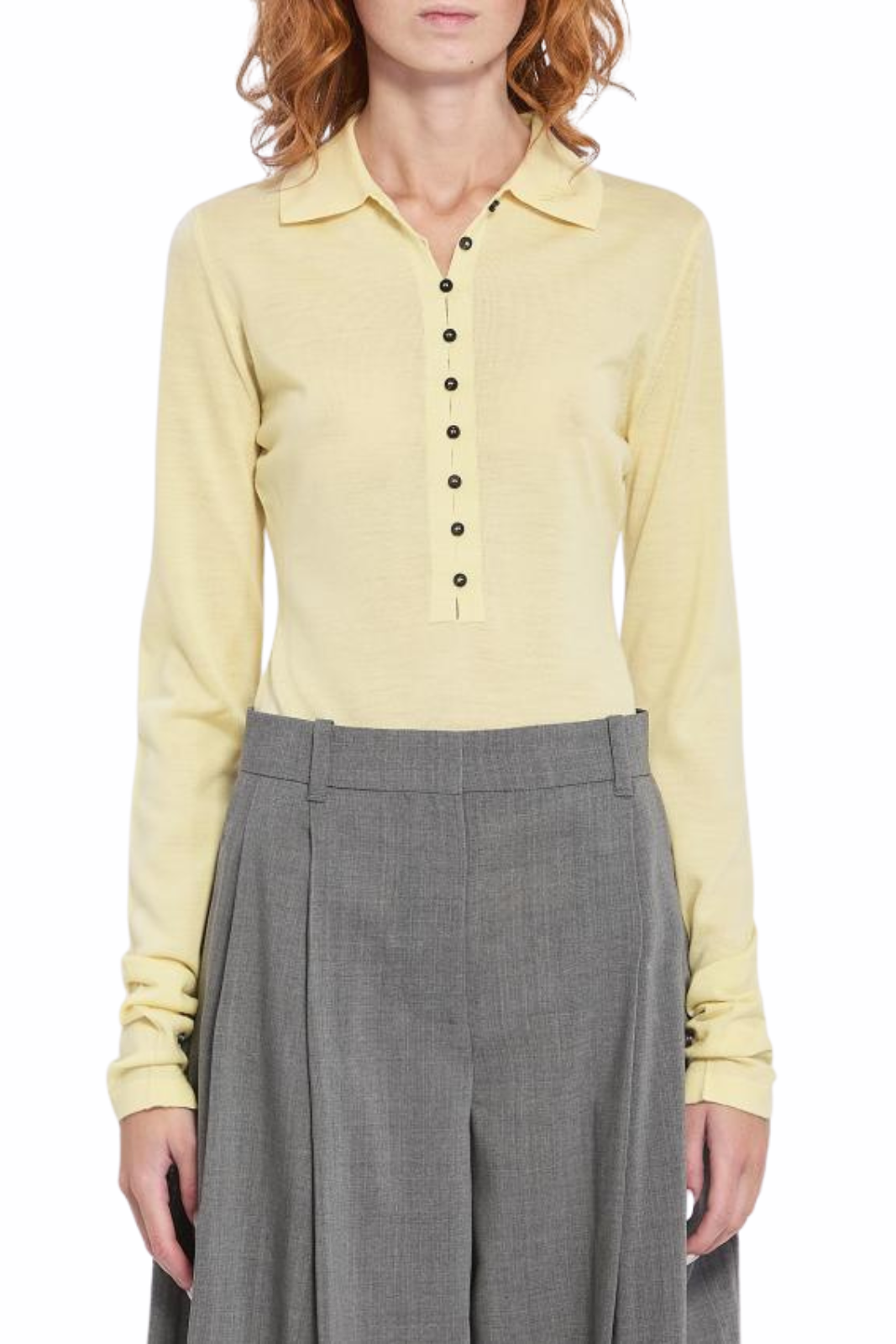 Jacquemus Le Polo Merino long-sleeve polo Yellow shirt