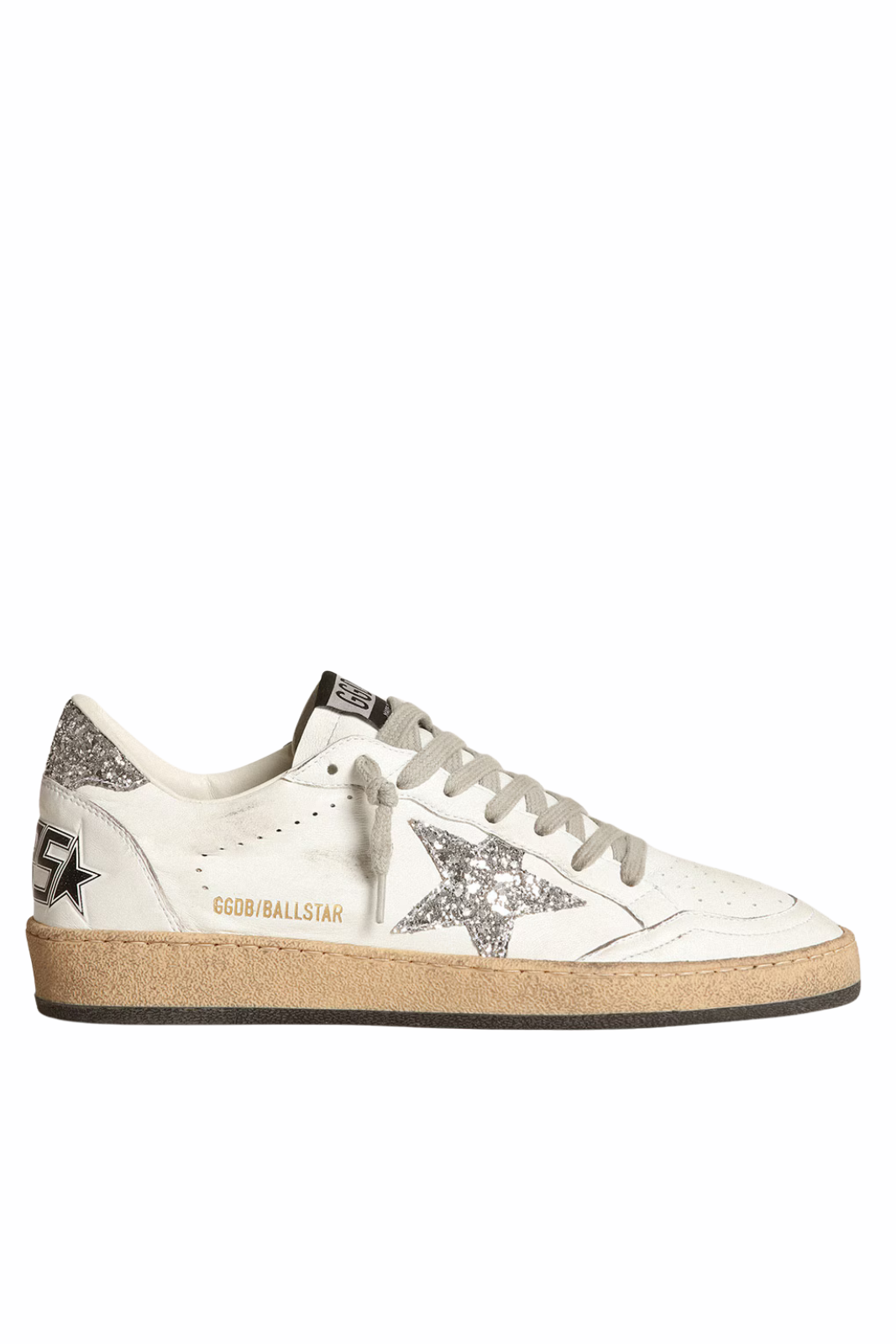 Golden Goose Women's Ball Star in nappa with white star and glitter heel tab