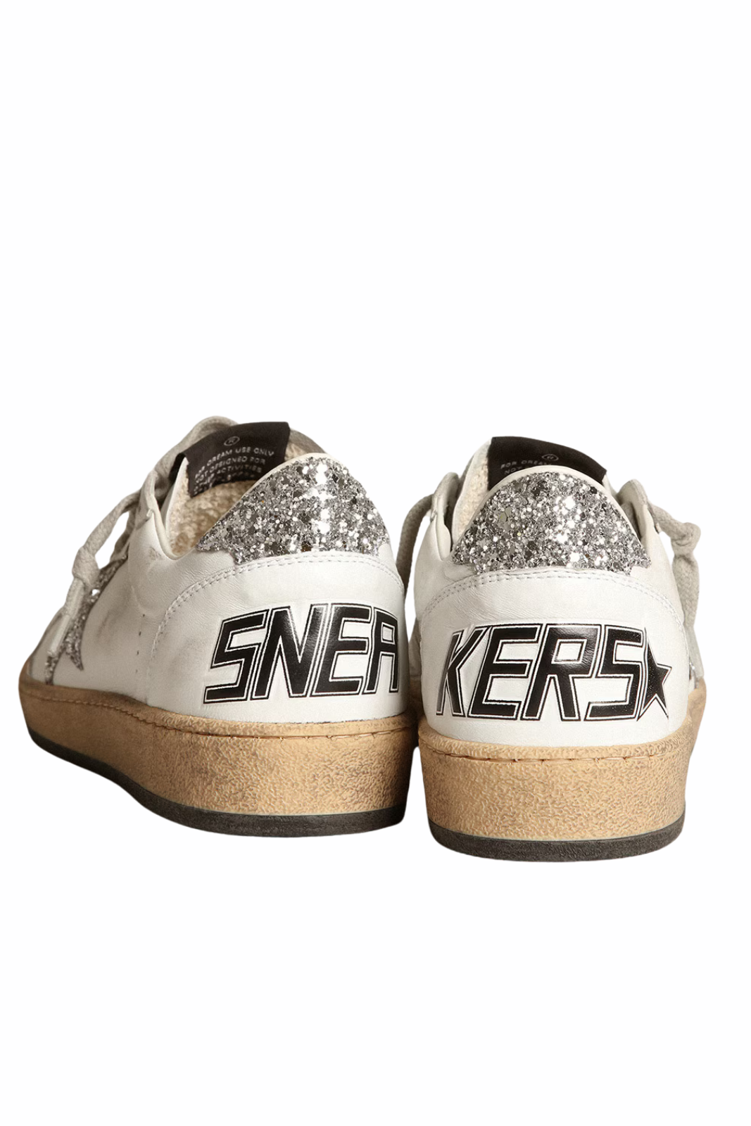 Golden Goose Women's Ball Star in nappa with white star and glitter heel tab