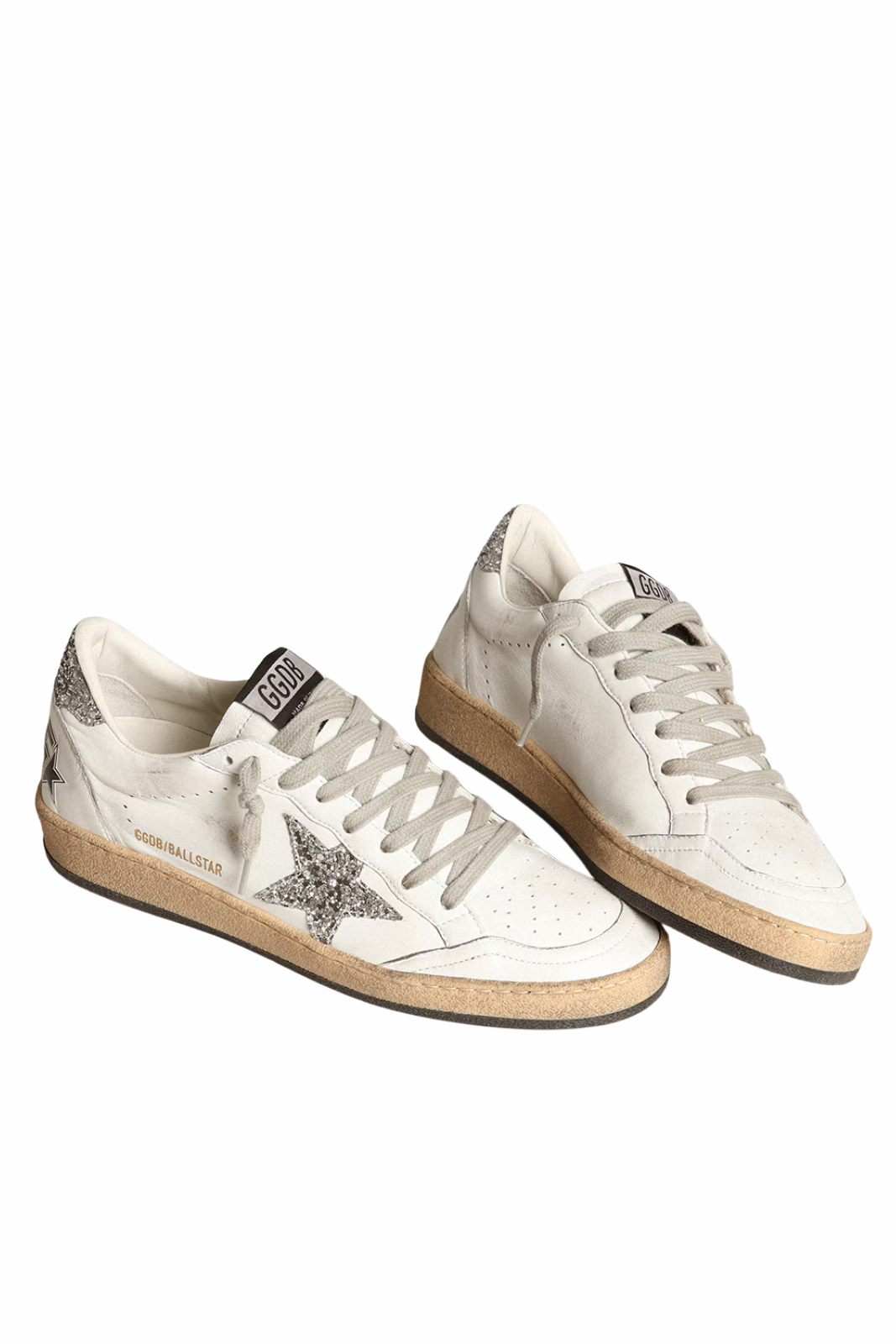 Golden Goose Women's Ball Star in nappa with white star and glitter heel tab