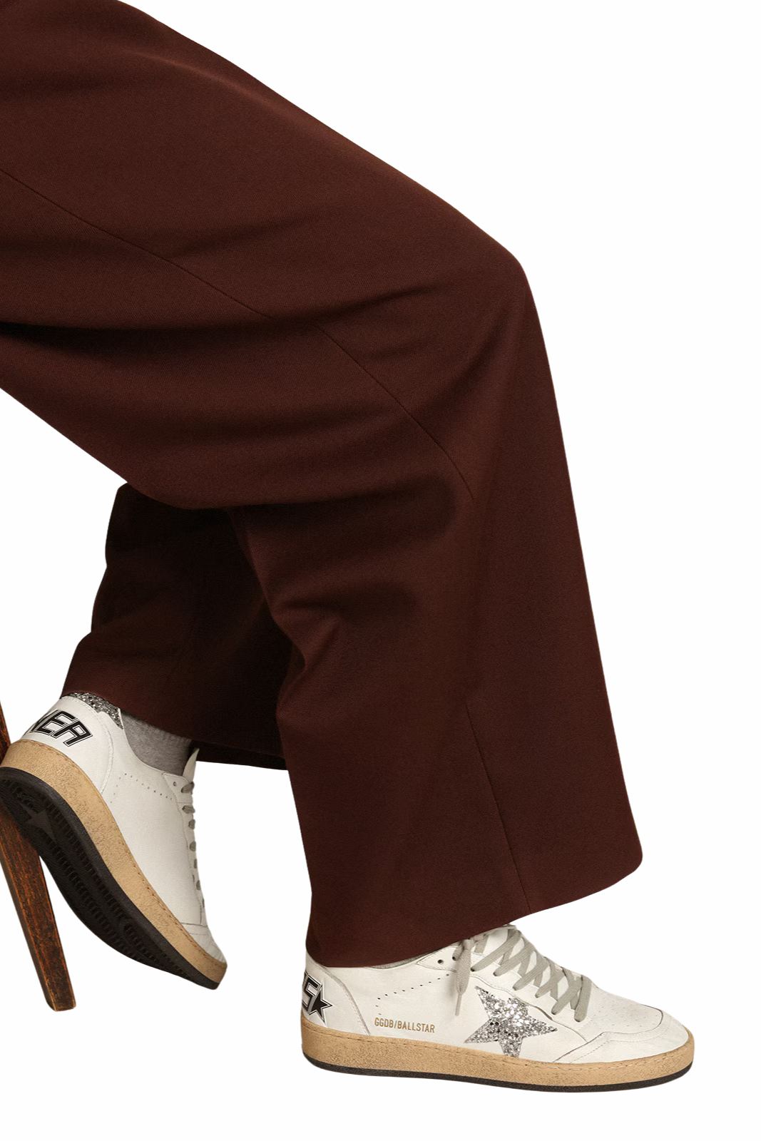 Golden Goose Women's Ball Star in nappa with white star and glitter heel tab