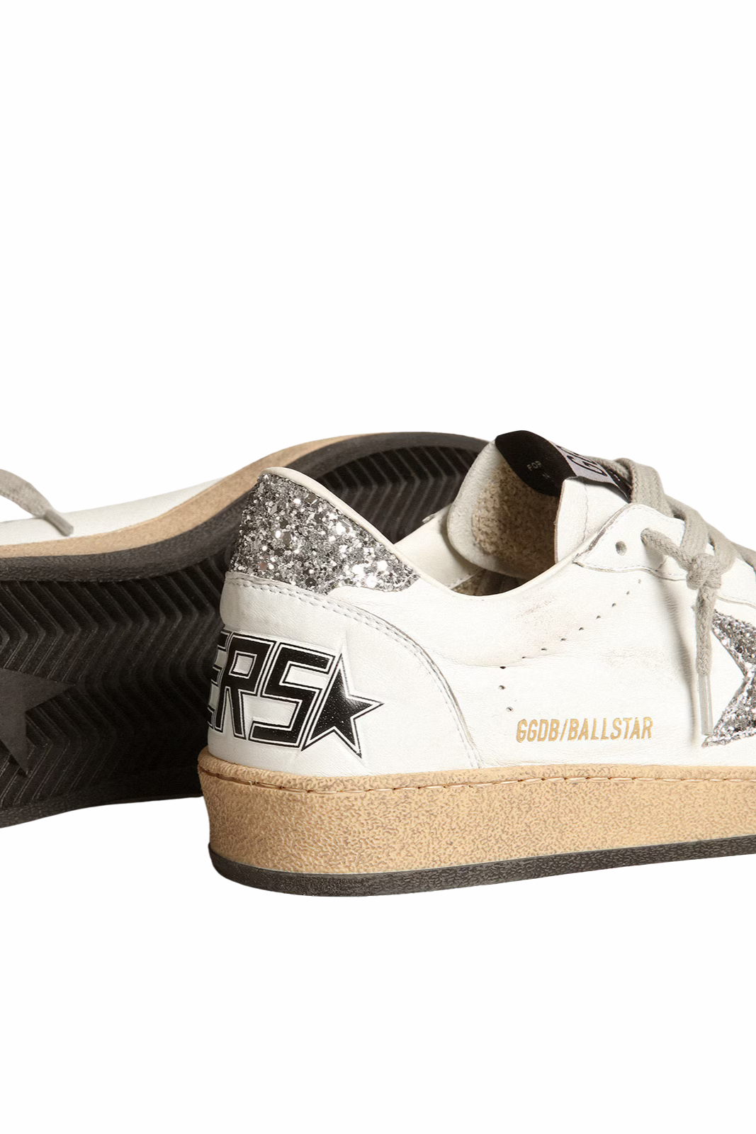 Golden Goose Women's Ball Star in nappa with white star and glitter heel tab