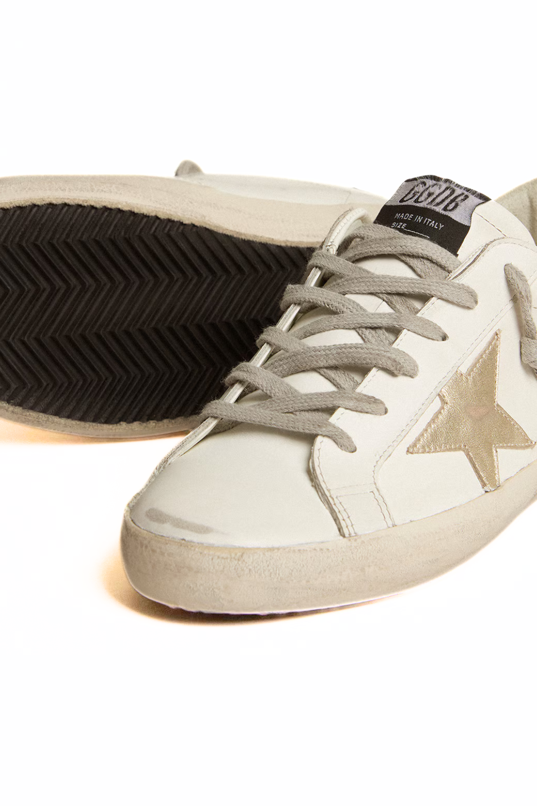 Golden Goose Women's Super-Star with gold star and black glitter heel tab