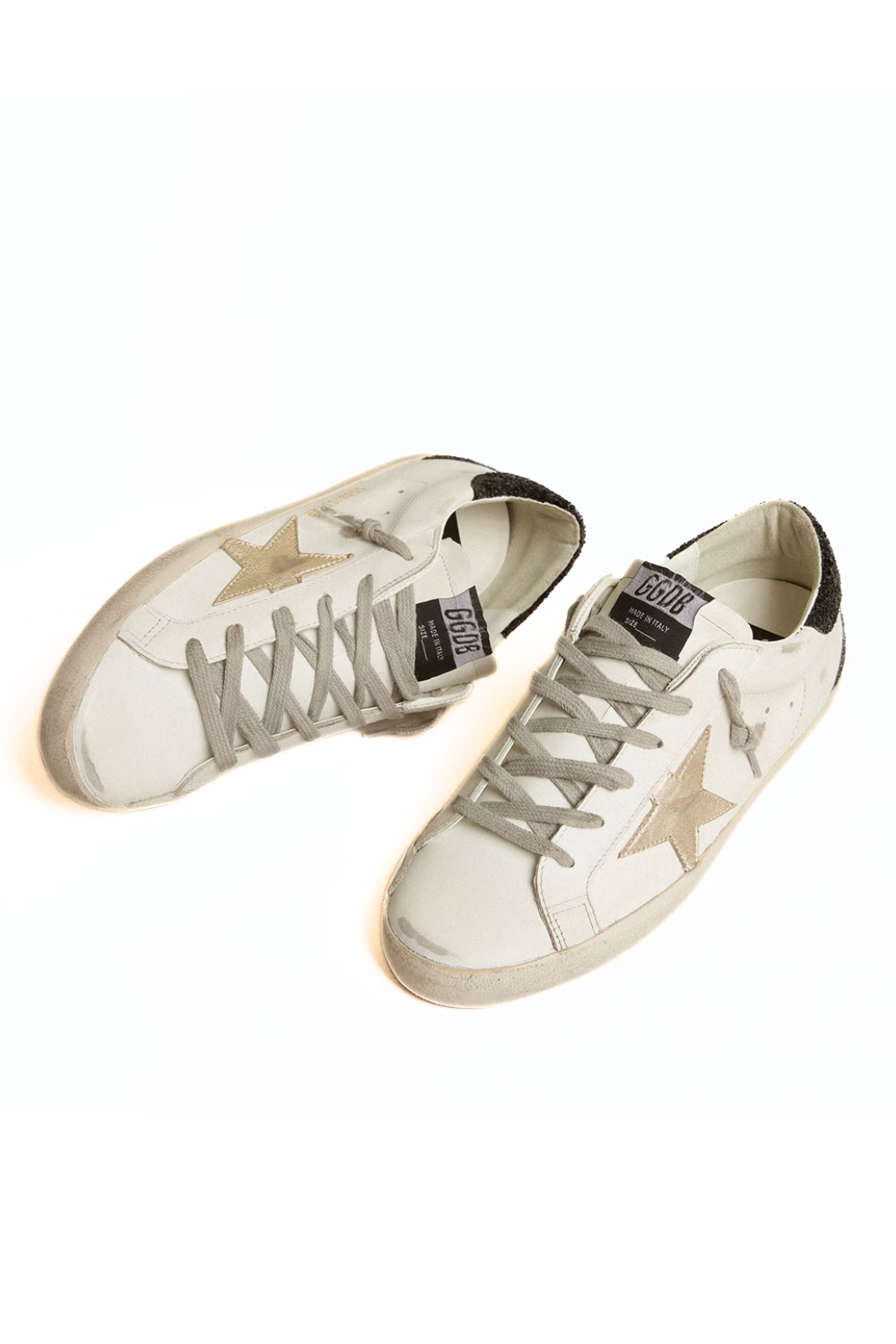 Golden Goose Women's Super-Star with gold star and black glitter heel tab