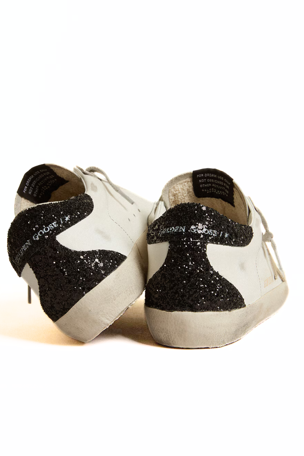 Golden Goose Women's Super-Star with gold star and black glitter heel tab