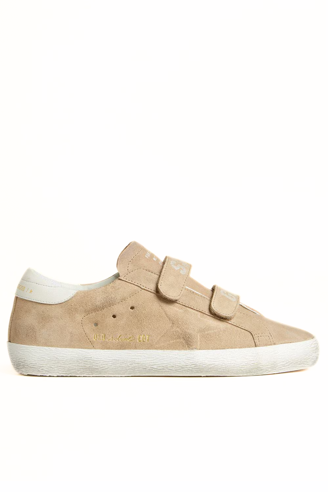 Golden Goose Women’s Old School in beige suede with white leather heel tab