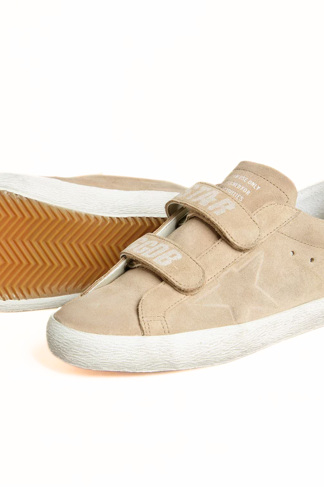 Golden Goose Women’s Old School in beige suede with white leather heel tab