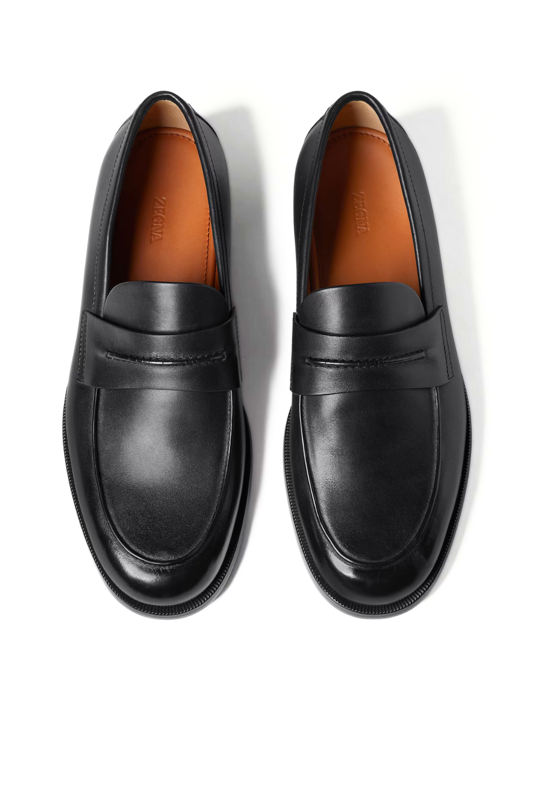 Zegna Black Leather Mocassin Corso Loafers Black
