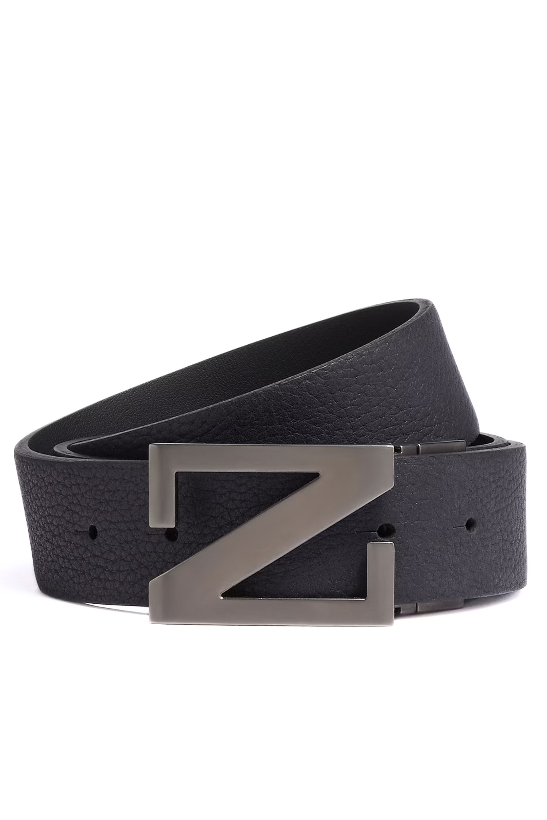 Zegna Navy Blue and Black Reversible Leather Belt for men