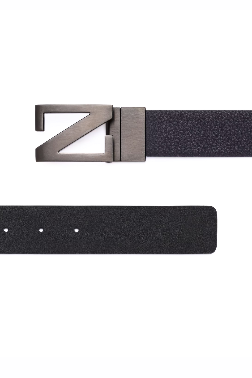 Zegna Navy Blue and Black Reversible Leather Belt for men