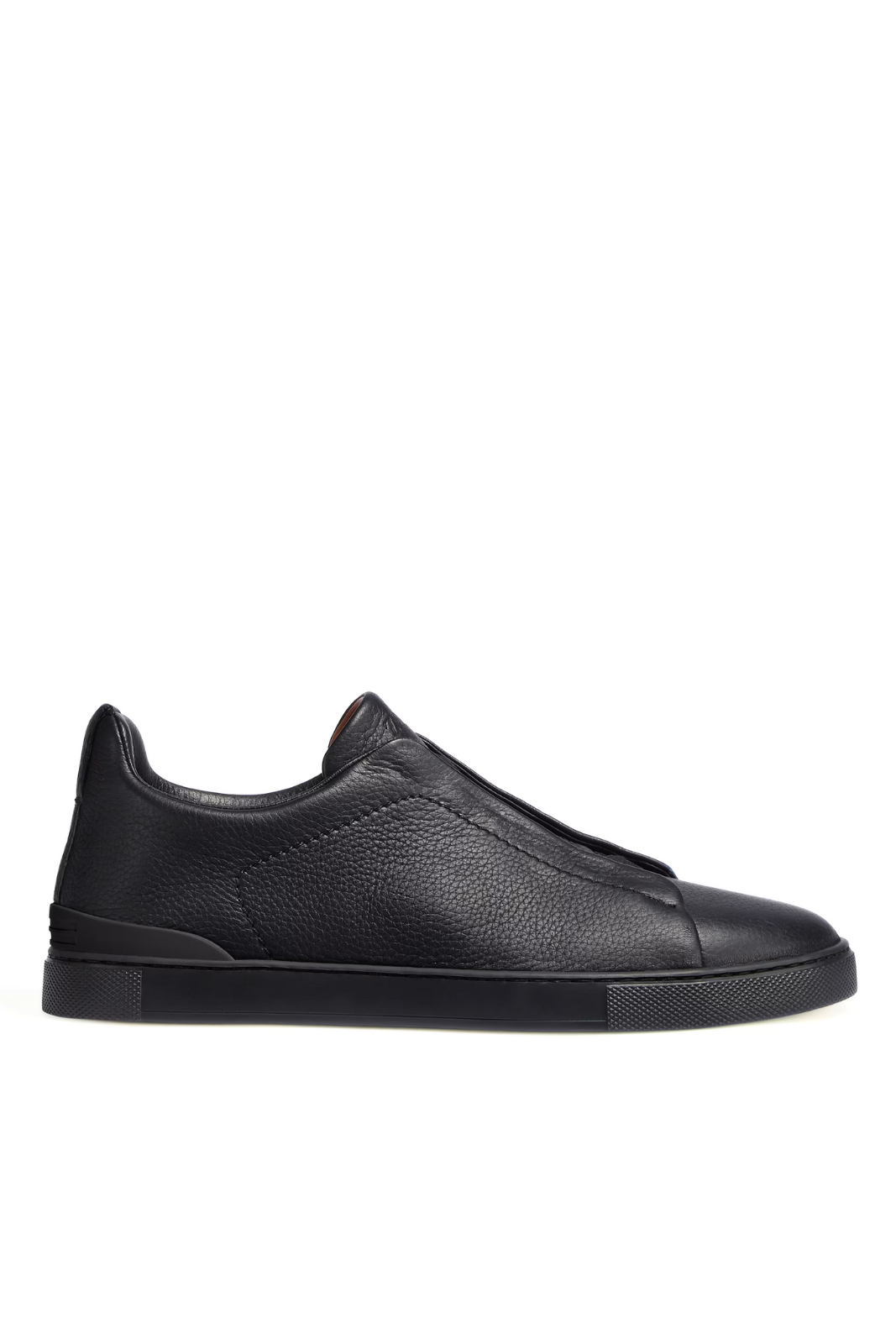 Zegna Triple Stitch Black Deerskin Men Sneakers